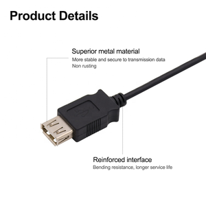 UL2725 siyah USB 2.0 fiş jak kablosu 1M 2M PVC ceketli erkek kadın uzatma yazıcı kamera bilgisayar için örgü ile korumalı - Product Image 3