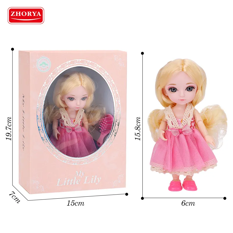 Zhorya boneca de brinquedo para meninas, boneca de moda elegante, série de 6.5 polegadas, articulação e corpo, brinquedos personalizados para meninas