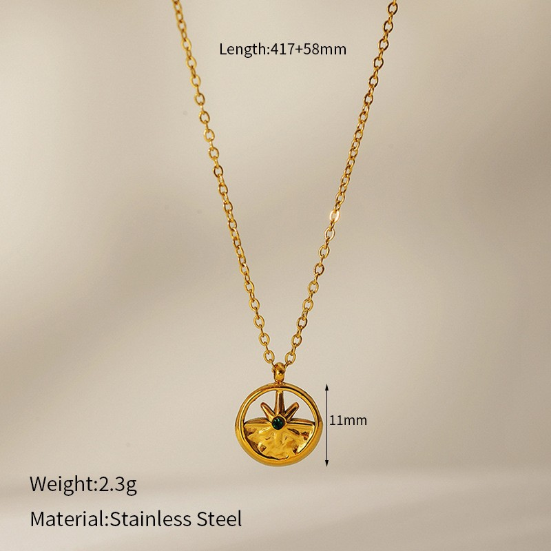 20#Round natural stone necklace