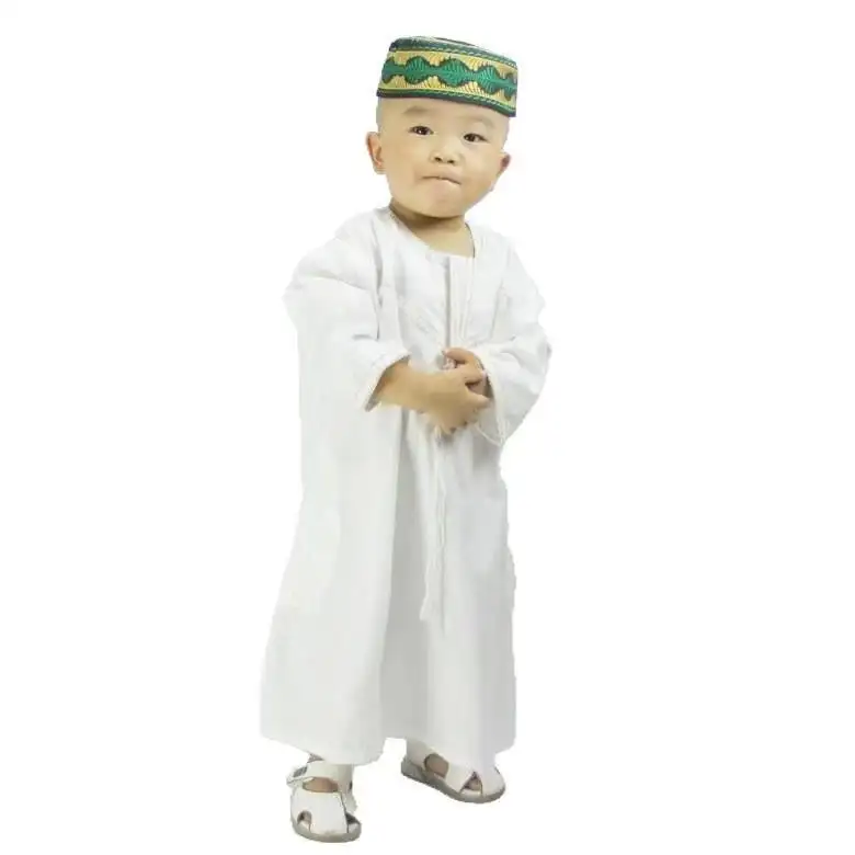 Großhandel muslimisches Kleid muslimische Abaya Dubai islamische Thobe für Kinder und Kinder traditionelle ethnische Stoff Ramadan Robebe