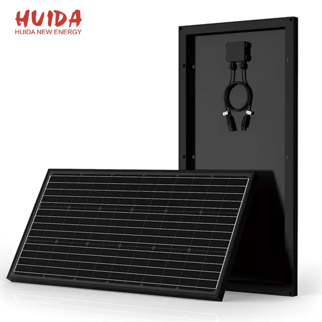 HUIDA vente en gros Offre Spéciale panneaux solaires PV mono 55w tout noir panneau solaire pour système d'énergie solaire panneau de système solaire