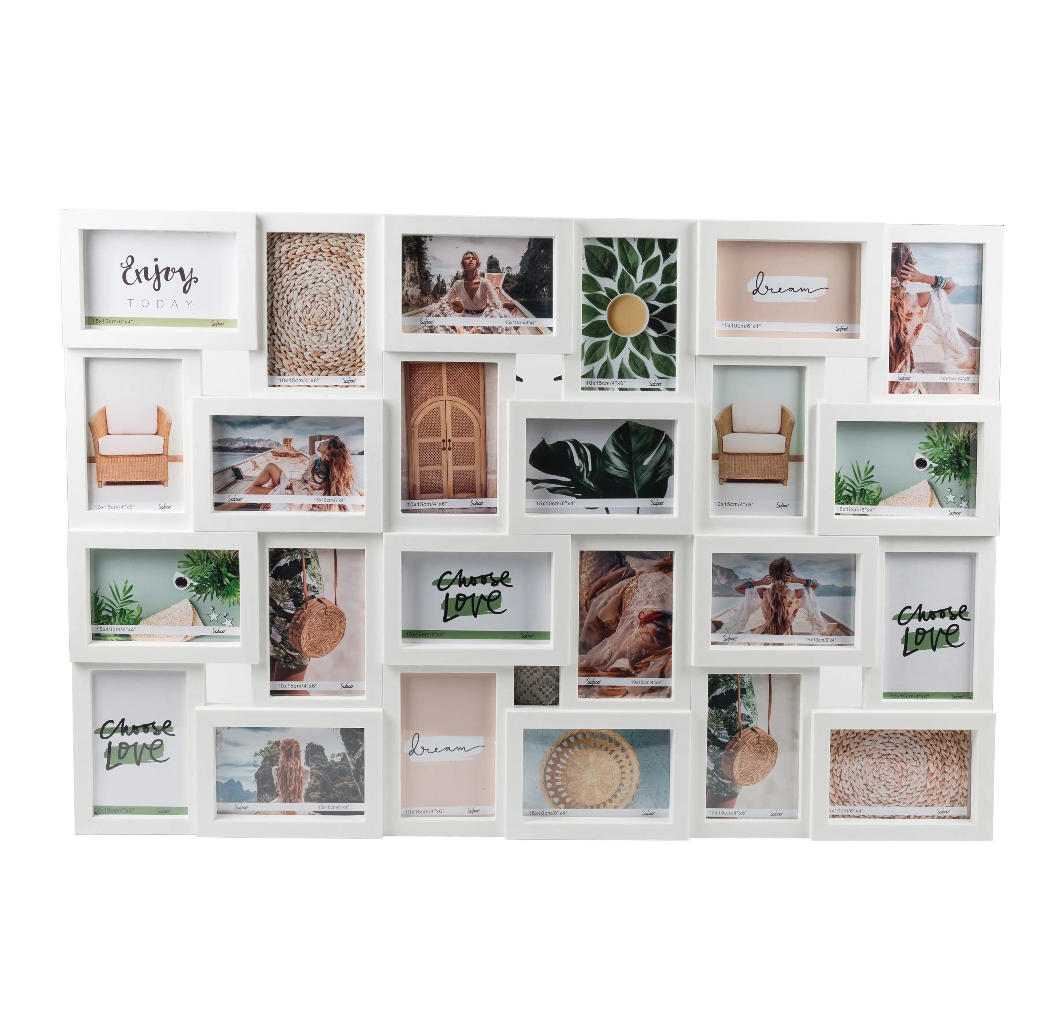 Plastic frame Holds 24pcs 4x6 inch Photos Multiple Mounted Wall Picture foto Frame