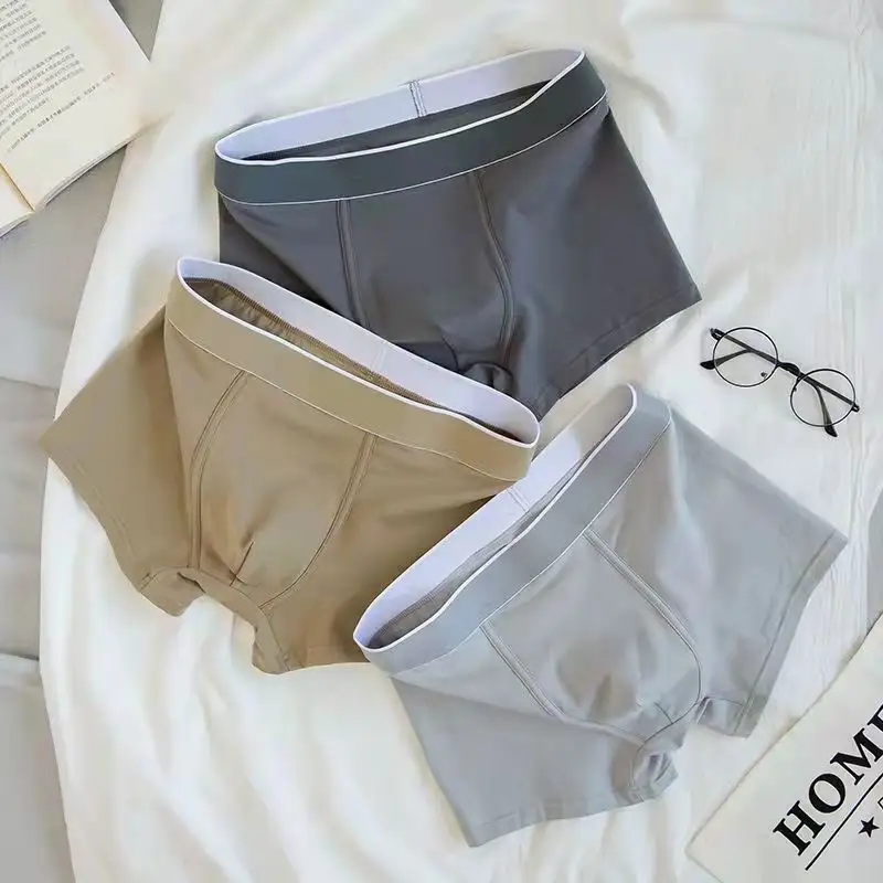 Calzoncillos bóxer de algodón puro para hombre, ropa interior suave, pantalones cortos con bolsa 3D