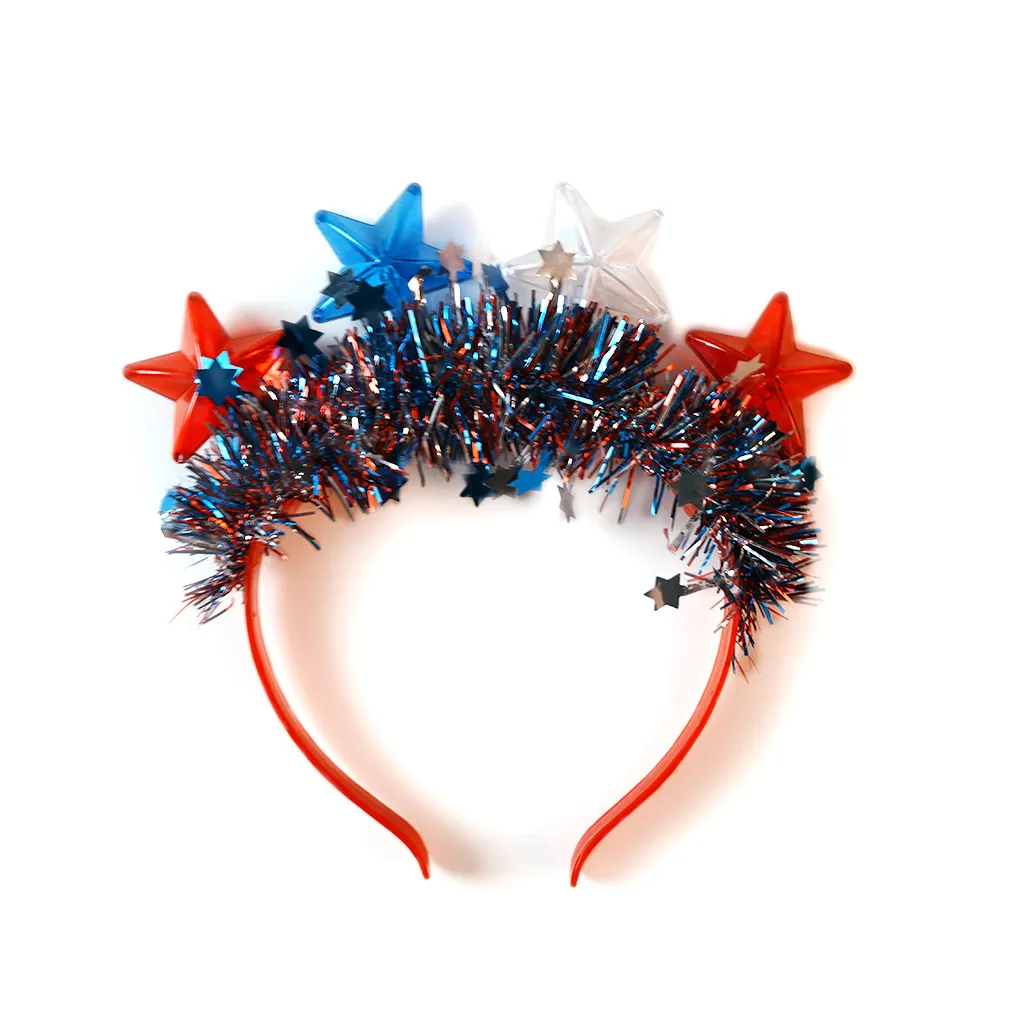 The 4th of July New American Independence Day LED Light Up Headband Party Decoration Headband Flag Star Hair Decoration