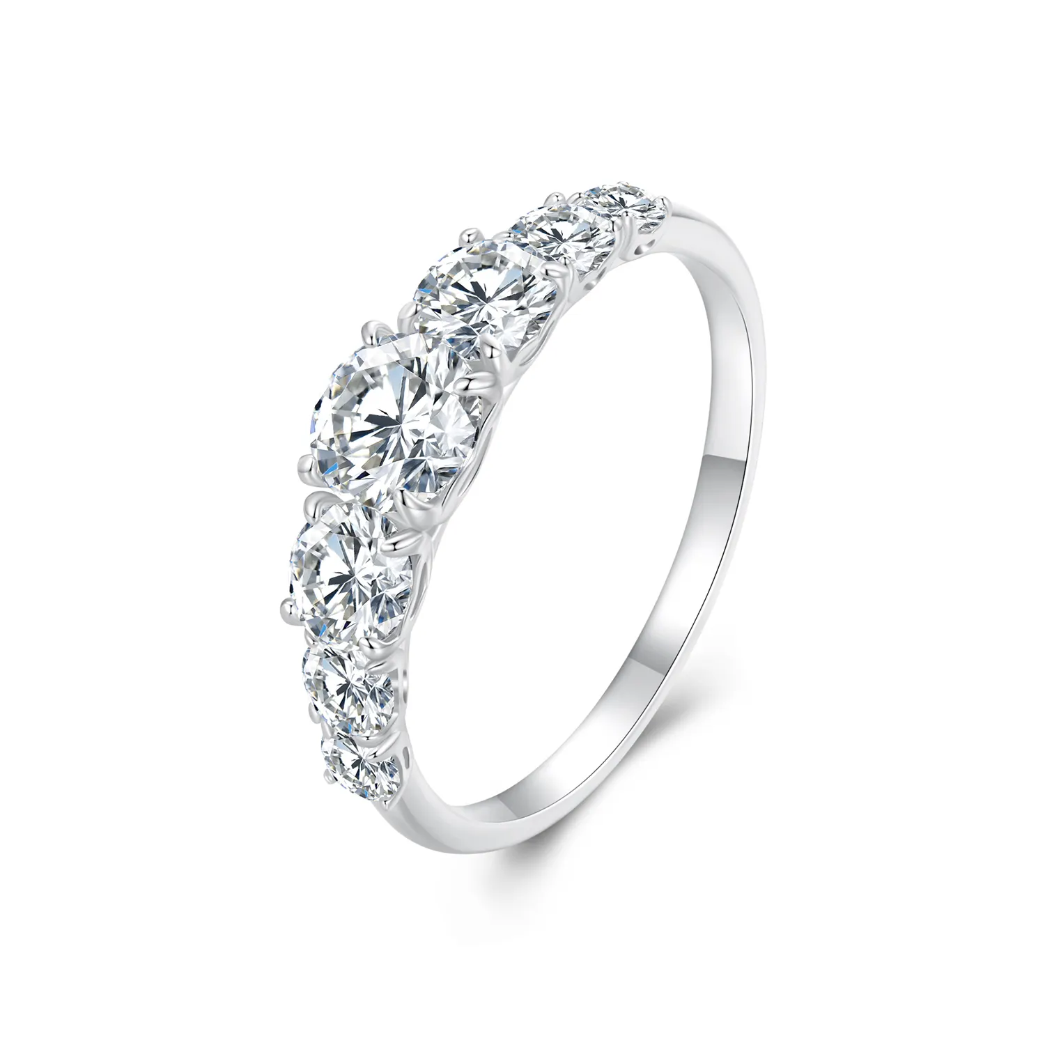 50 Punten Moissanite Ring Huwelijksaanzoek Klassiek Glanzende Luxe Liefdesring Set 925 Sterling Zilveren Trouwring