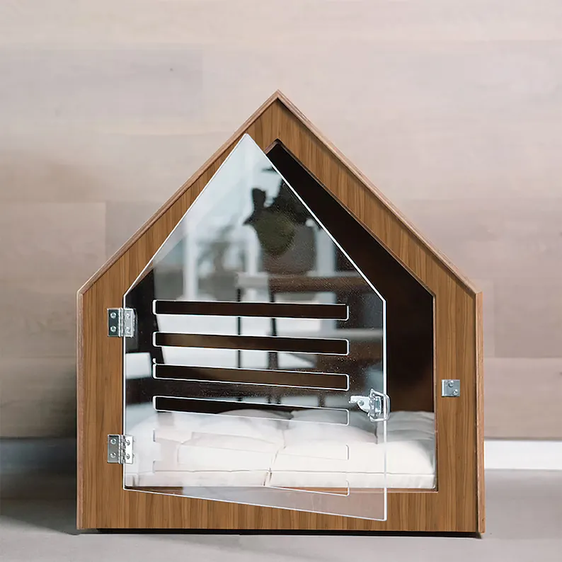 Maison moderne personnalisée pour chiens et chats avec porte en acrylique meubles de caisse en bois teinté pour chien et chat maison d'intérieur pour chien et chat