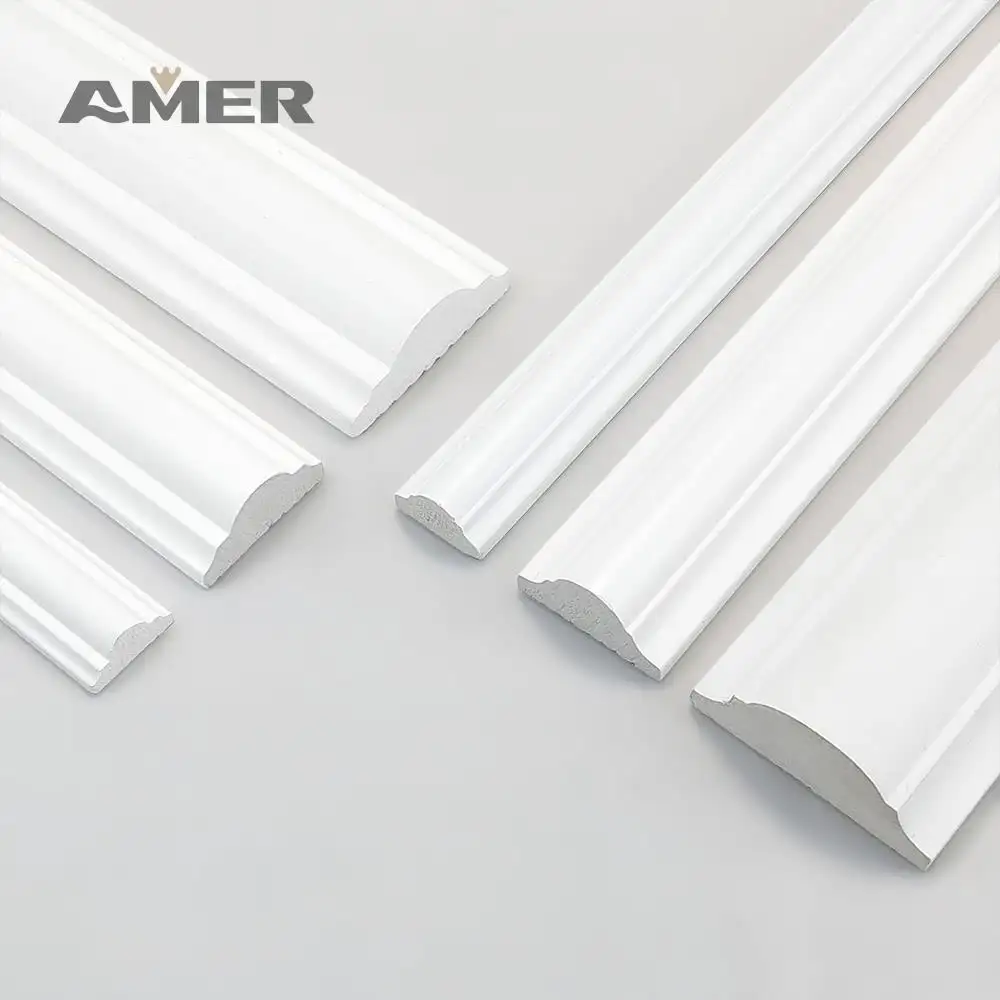 Amer Decorative Plastic Waterproof Flexible Trim Wall Panel White Moulding Quick Install Edge Line Chair Rail HomeDIY