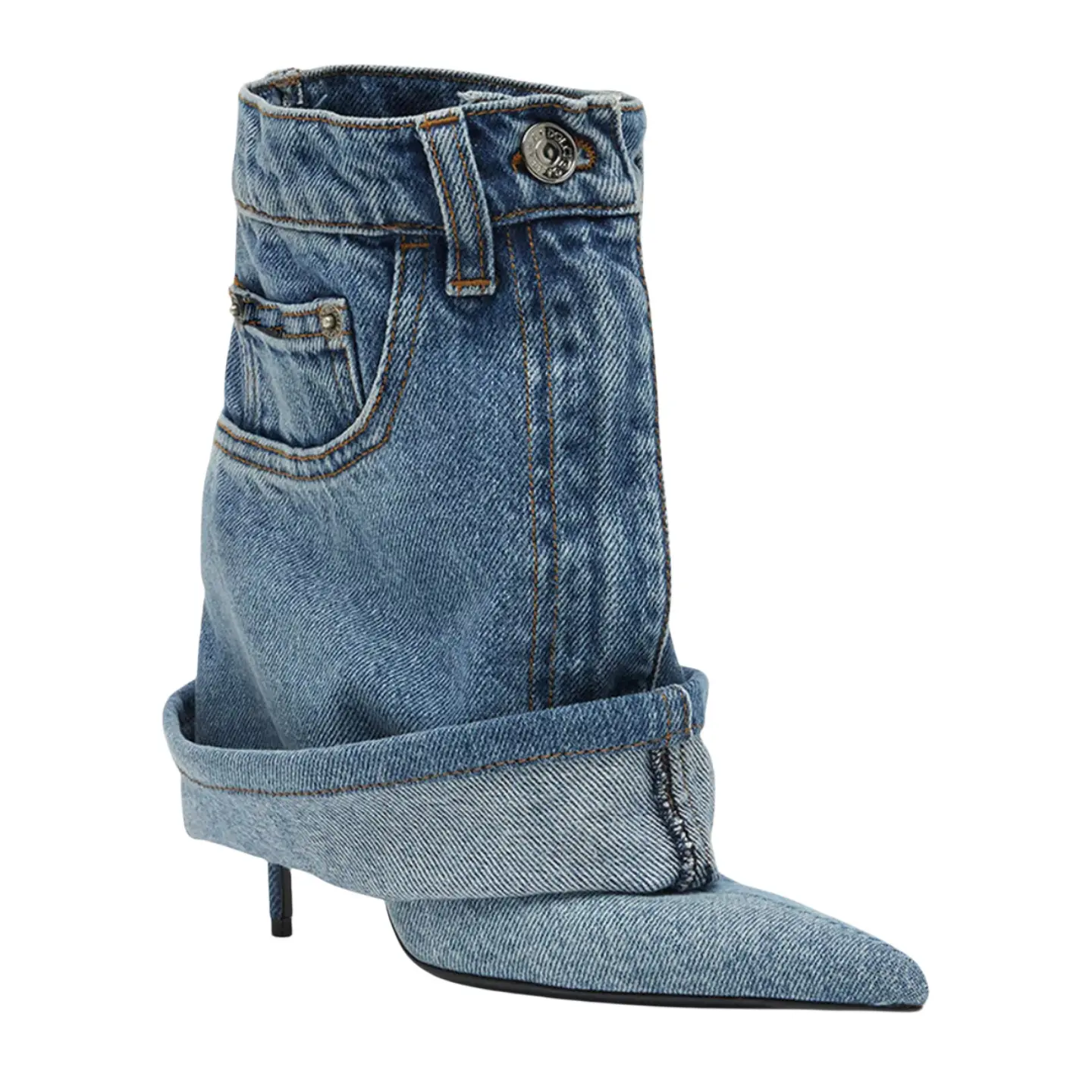 Fábrica personalizada directamente Dropship alta moda buena calidad Denim jeans botas de mujer