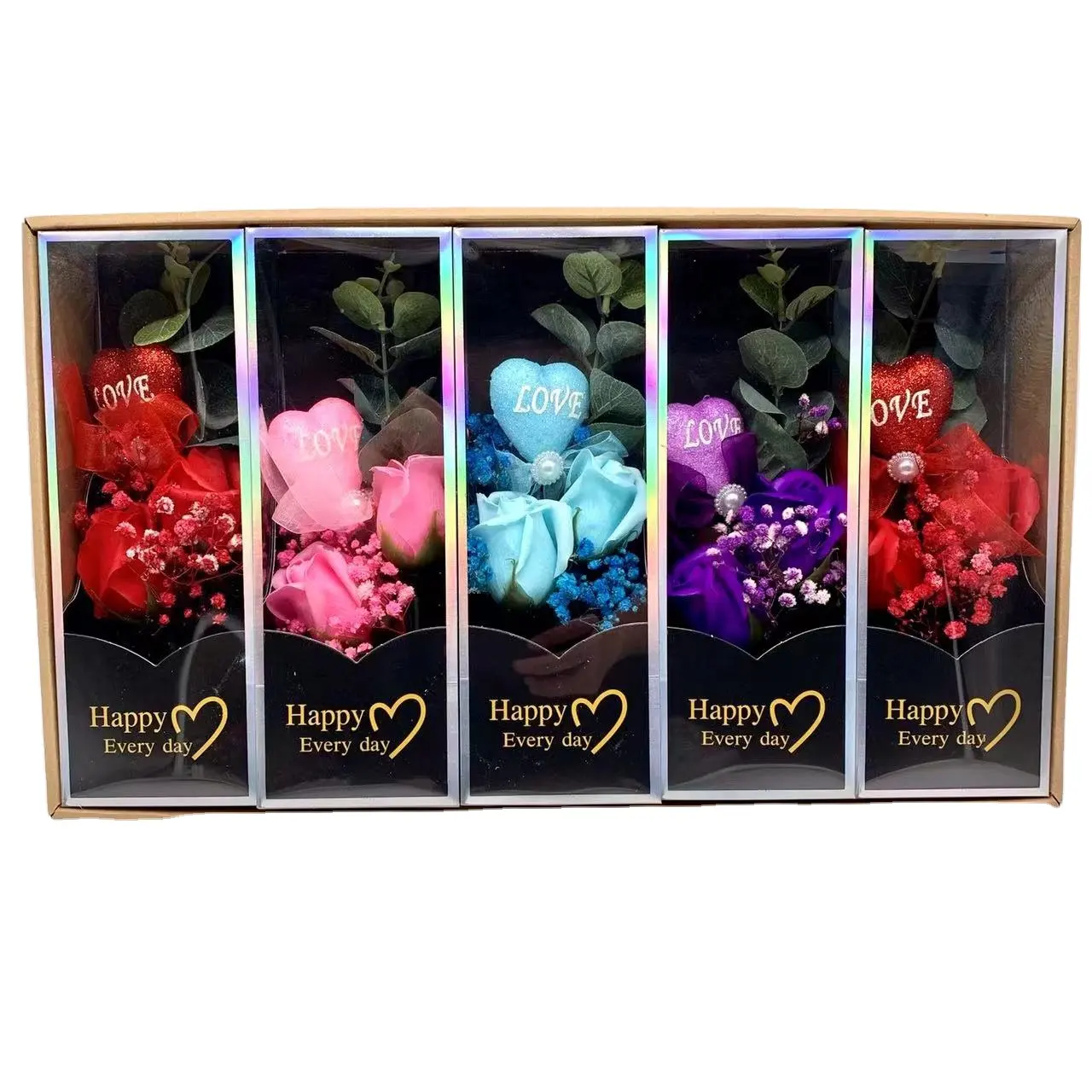 Caixa de presente de pvc para presente, caixa de presente eterna de rosa do amor para o dia dos namorados