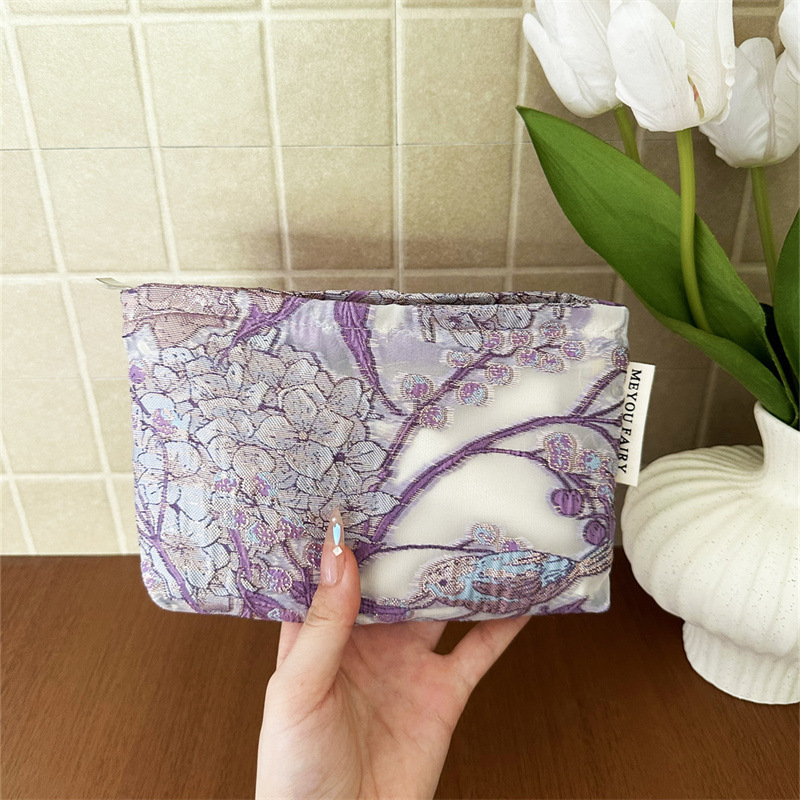 Tamaño pequeño - Estampado floral de pájaros - Morado