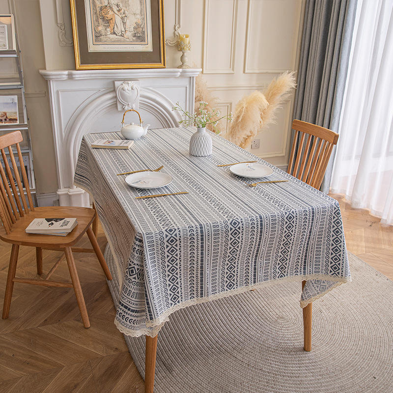 Style Mia - bleu et blanc (bordure en dentelle)