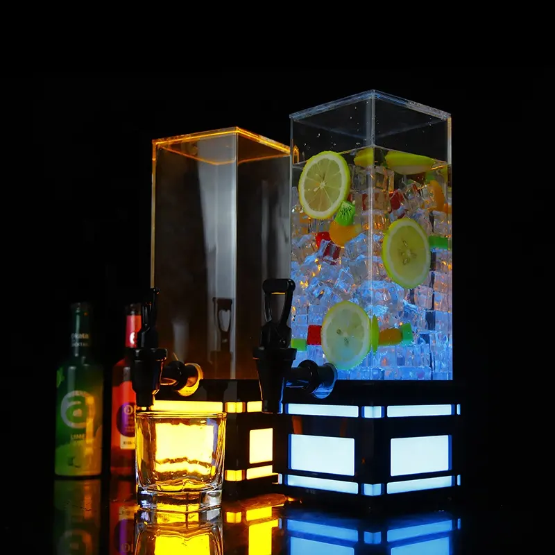 Torre de cerveja quadrada de 3l/2l, dispensador de suco, bebidas com luzes coloridas led para bar, festas, restaurante, bebidas frias, torre