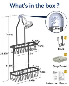 Treo Tường Không Có Khoan Rustproof Kim Loại Dính Vòi Hoa Sen Caddy Phong Cách Hiện Đại Phòng Tắm Giá Treo Cho Dao Cạo Với Xà Phòng Chủ - Product Image 3