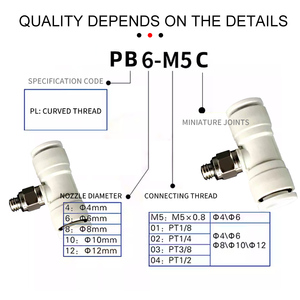 Industrie manipulator Mini normales T-Stück T-Außengewinde pneumatischer Schnell einsatz PB-Stecker PB 3/4/6 Miniatur stecker