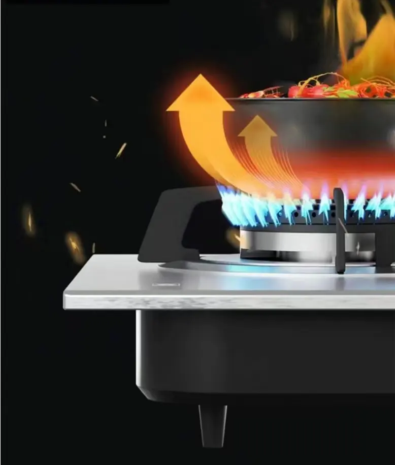 Kompor gas kaca putih, peralatan dapur kaca tempered 3 pembakar gas bawaan meja kompor gas cooktop