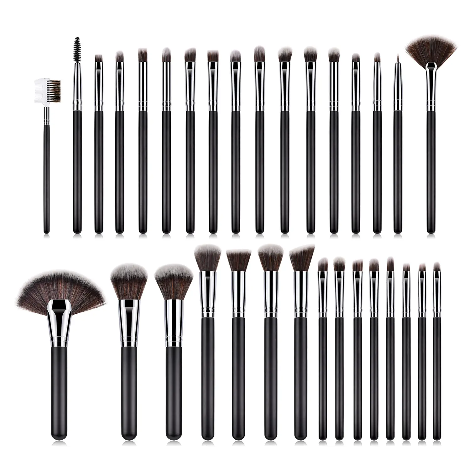 Conjunto de pincéis de maquiagem, kit de pincéis de maquiagem 32 peças para sombra, base, pincéis pretos