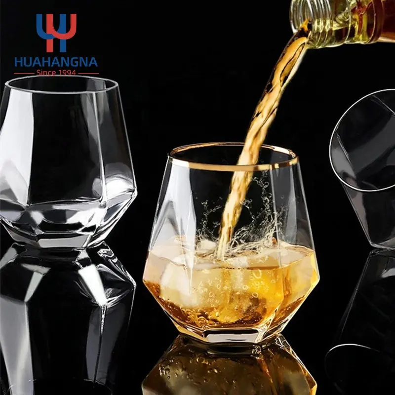 Bicchieri da whisky in vetro vecchio stile Rocks bicchieri Crystal Diamond 10oz 300ml bicchiere da vino rosso senza stelo