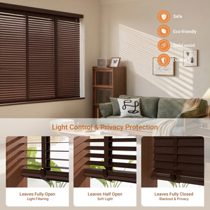 2 "Milieuvriendelijke Houten Jaloezieën Draadloze Automatische Lichtregeling Ingebouwde Luiken Voor Dagelijks Gebruik Hotels Huizen - Product Image 5