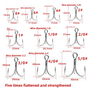 Ba móng vuốt đậm sắc nét chống gỉ gai cá móc thu hút mồi năm lần tăng cường 6018-5x thiết kế ba móc - Product Image 2