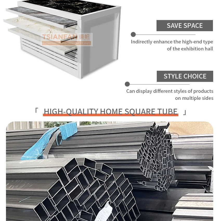 Factory direct quartz stone granite sample rack exhibition hall marble metal ceramic tile drawer display units