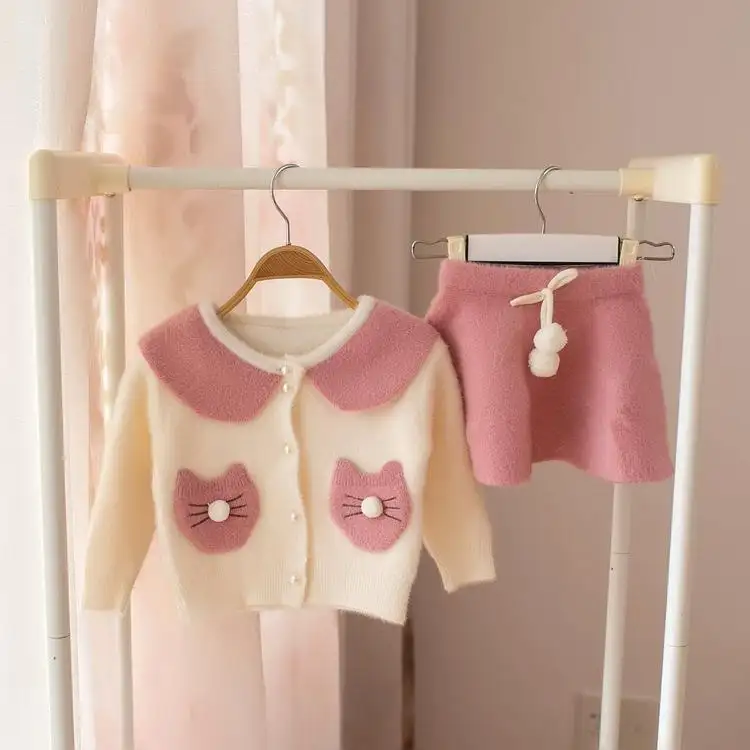 Conjunto de ropa para bebé y niña, Jersey de punto + falda, traje, 2 uds.