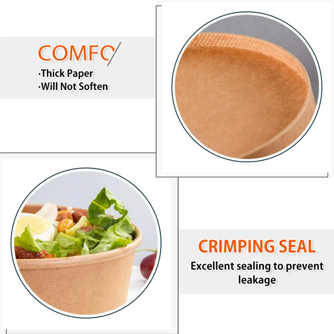 container kraft paper soup bowls with lids