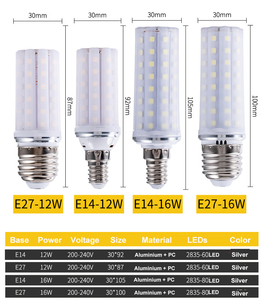 אקו220v סופר בהיר נורת אלומיניום עם כיסוי חלב 12w 16w e27 e14 הוביל נורת תירס למריץ - Product Image 4