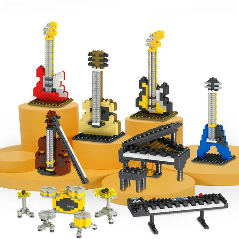 Mới Đàn Piano Guitar Trống Đặt Nhạc Cụ Xây Dựng Khối Lắp Ráp Tương Thích Khối Nhỏ Hạt Đồ Chơi Kid Cô Gái Quà Tặng