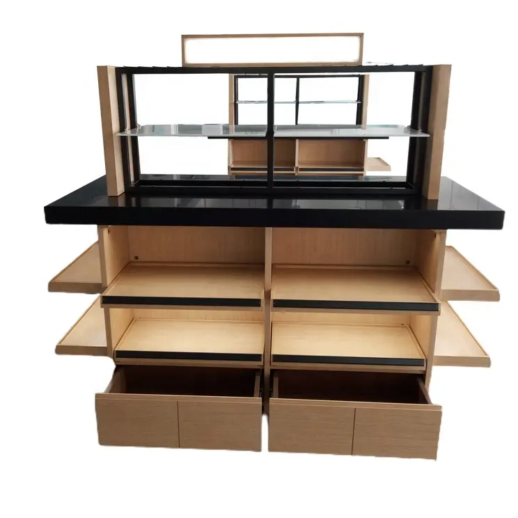 फैक्टरी कस्टम डेस्क टॉप लकड़ी प्रदर्शन खड़े या मंजिल खड़े प्रदर्शन रैक पर्यावरण के अनुकूल बांस प्रदर्शन