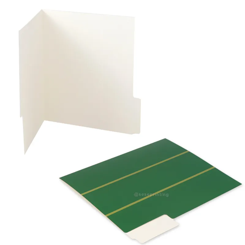 Impresora profesional Impresión A4 Papel decorativo Carpetas de archivos Personalizado 1/3 Pestañas cortadas Carpetas brillantes Logotipo personalizado