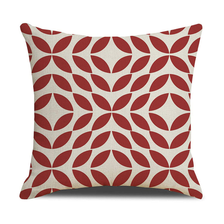 OEM Service Solid Color Custom Geometric Pattern Linen Pillow Cover Digital Printing Pillow Cushion Cover