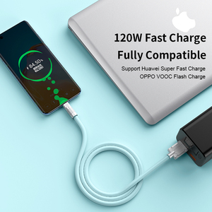 AC1A sıvı silikon hissediyorum USB C OD 6.0mm kalın kordon hızlı şarj cep telefonu şarj cihazı 120W tip C hızlı şarj kablosu - Product Image 4