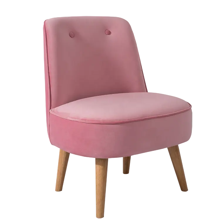 Sofá individual moderno de lujo para sala de estar, silla de terciopelo con estilo, patas de madera rosa, silla de tela