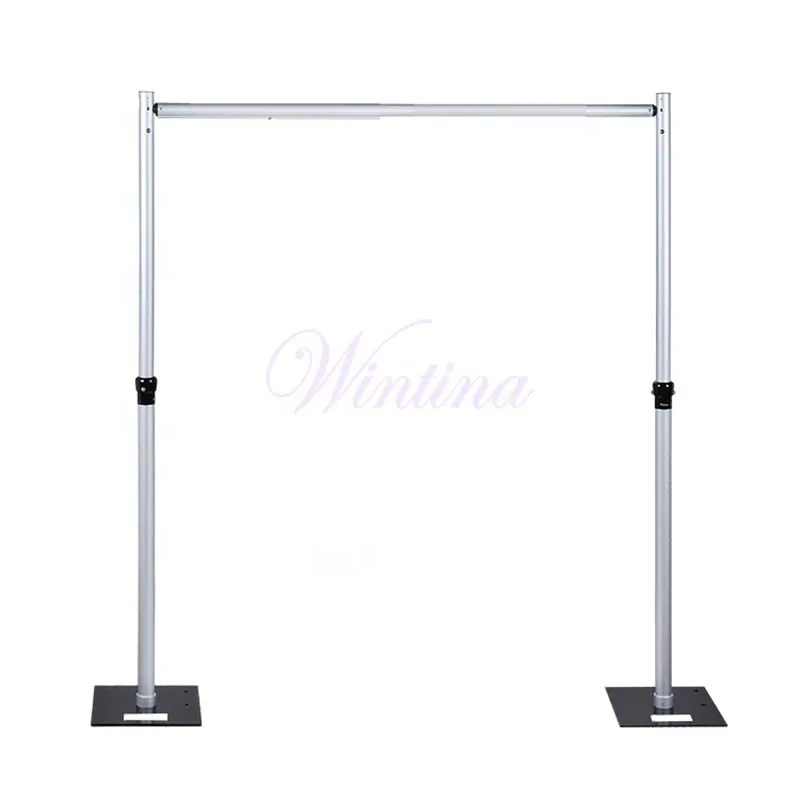 Telón de fondo de aluminio personalizado OEM, tubo de varilla de cortina y cortina, decoración para eventos/fondo de boda, soporte telescópico para cortina