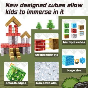 Montaje de bloques magnéticos Cubo magnético Bloques de construcción de partículas grandes magnéticas Juguetes para niños - Product Image 2