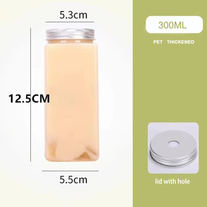 創造的なプラスチック透明ペットボトルはカスタムコーヒーミルクティー飲料ジュース食品グレードU字型カップスクリュー蓋付き