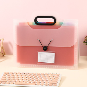 Carpeta de bolsa de órgano portátil de 13 PP de gran capacidad en carpeta de archivos de estudiante de oficina de color arcoíris con asa - Product Image 6