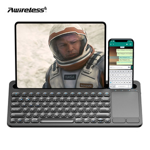 Teclado inalámbrico con clic silencioso con soporte para teléfono y almohadilla multitáctil Teclado de modo dual BT para oficina Pad/Phone/Laptop - Product Image 5