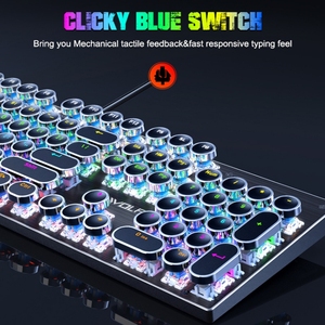 2024 recién llegado T75 Teclado mecánico portátil retro máquina de escribir multi dispositivo teclado USB impermeable teclado con trackpad - Product Image 4