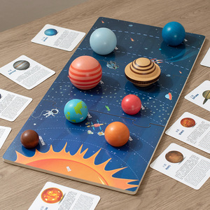 子供モンテッソーリ早期教育おもちゃ8つの惑星パズル認知宇宙ソーラーシステム木製マッチングボード