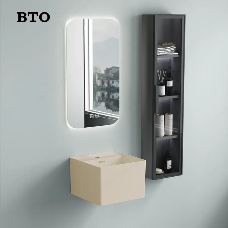 BTO di alta qualità appeso a parete lavabo in ceramica freestanding lavabo a mano rettangolare a parete ciotola