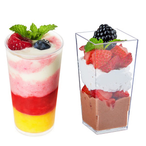 使い捨てプラスチックカップ90ml3ozスクエアラウンドムースカップバフィカップケーキデザートサラダ