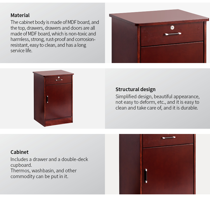 SKS019 SAIKANG Wooden Hospital Medical Locker Nightstand  Storage Bedside Cabinet