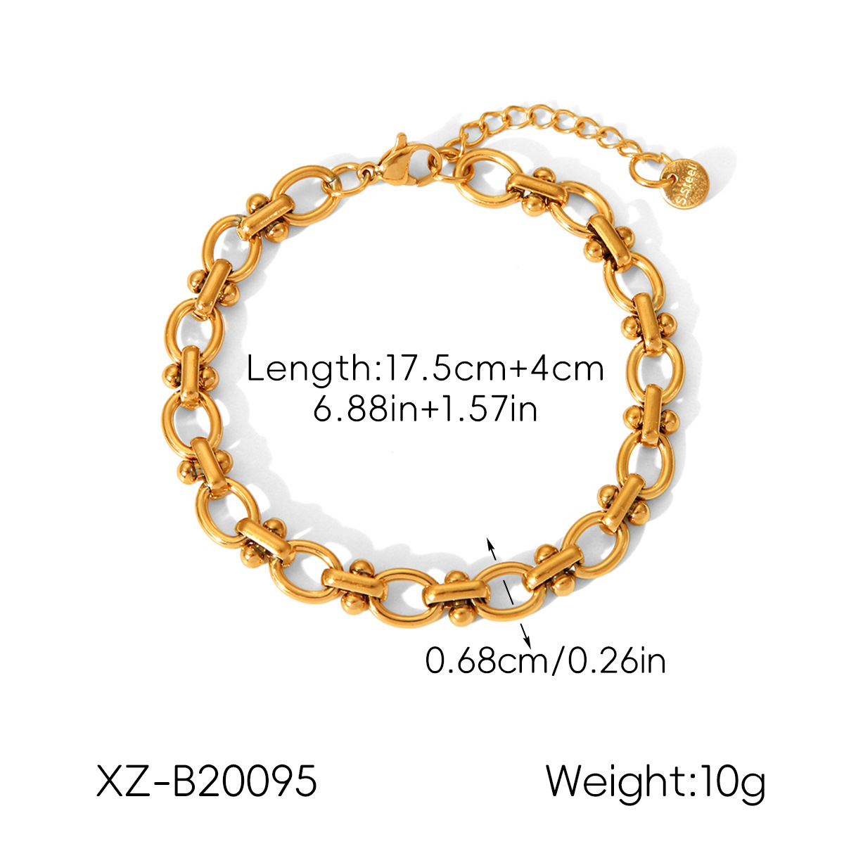 Oval Link Bar Bead Bracelet