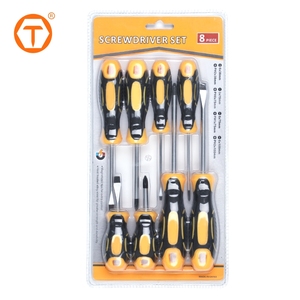 <strong>8</strong> <strong>in</strong> <strong>1</strong> Basic Yellow Handheld Stubby Long Screw Driver Magnetic Screwdriver Set with Phillips Slotted - Product Image 1