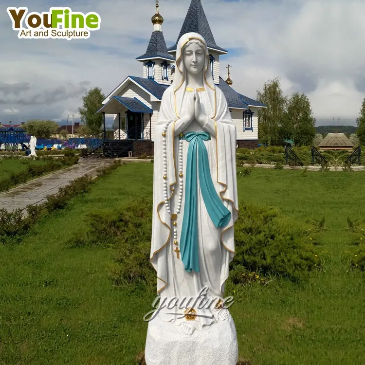 Statua a grandezza naturale della madre vergine maria di marmo bianca moderna della decorazione della chiesa cattolica all'aperto del giardino