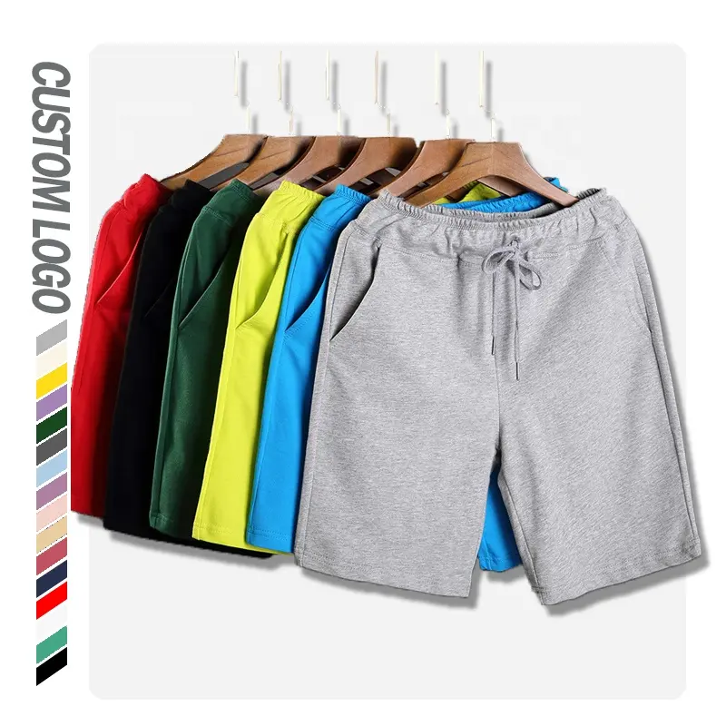 Calça curta masculina de algodão, novo estilo, personalizada, cor sólida, para praia