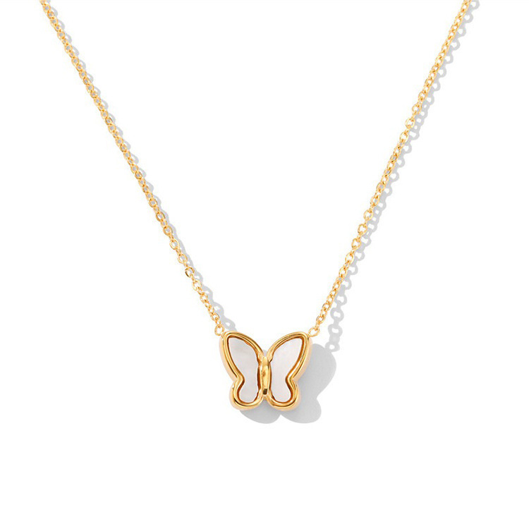 19 AH6095 bianco conchiglia farfalla collana d'oro