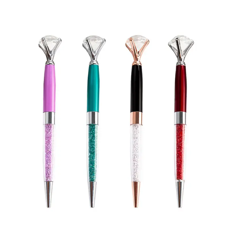 Shisha caneta esferográfica de cristal, caneta esferográfica de cristal estilo fanc, de alta qualidade, com logo, rosa, dourado, feminino, de metal, caneta mágica de cristal
