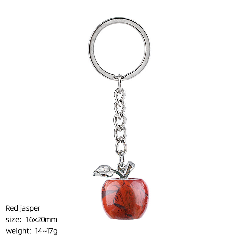 Red jasper apple keychain